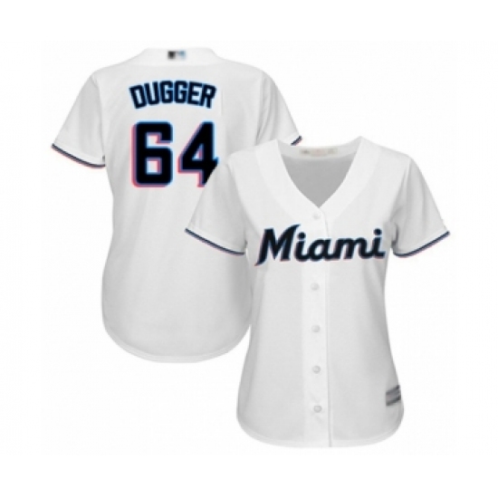 Women's Miami Marlins #64 Robert Dugger Authentic White Home Cool Base Baseball Player Jersey - Ujersey