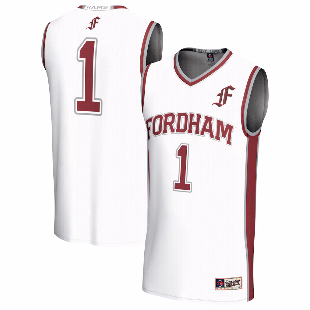 Youth GameDay Greats #1 White Fordham Rams Lightweight Collegiate Basketball Fashion Jersey - SUjersey01