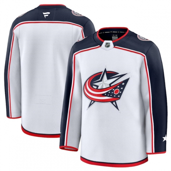 Men's Columbus Blue Jackets Blank White 2024-25 Away Stitched Hockey Jersey - Ujersey