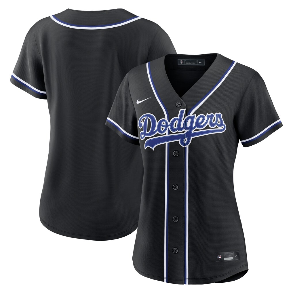 Women's Los Angeles Dodgers Nike Fashion Replica Black Out Jersey - SUjersey01