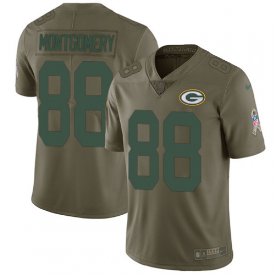 Men's Nike Green Bay Packers #88 Ty Montgomery Limited Olive 2017 Salute to Service NFL Jersey - Ujersey