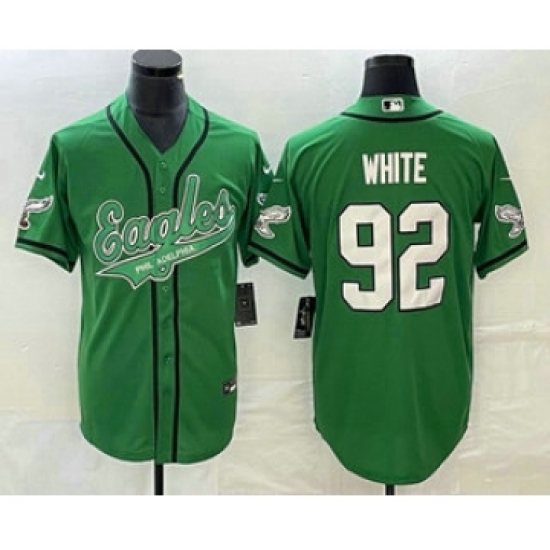 Men's Nike Philadelphia Eagles #92 Reggie White Green Cool Base Stitched Baseball Jersey - Ujersey
