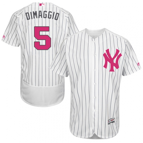 Men's Majestic New York Yankees #5 Joe DiMaggio Authentic White 2016 Mother's Day Fashion Flex Base MLB Jersey - Ujersey