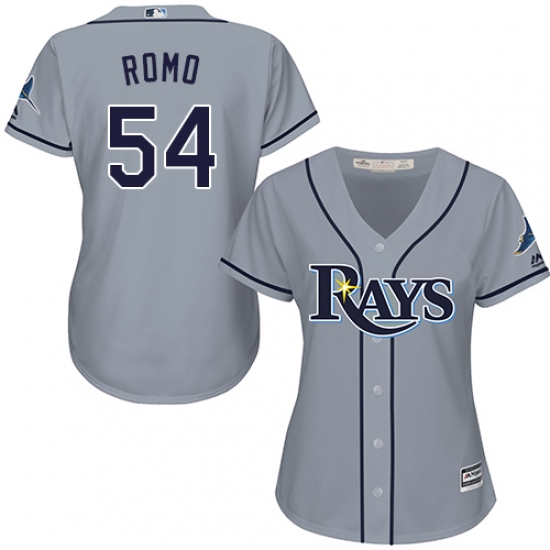 Women's Majestic Tampa Bay Rays #54 Sergio Romo Replica Grey Road Cool Base MLB Jersey - Ujersey