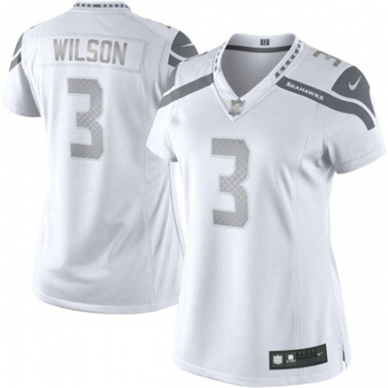 Women's Nike Seattle Seahawks #3 Russell Wilson Limited White Platinum NFL Jersey - Ujersey
