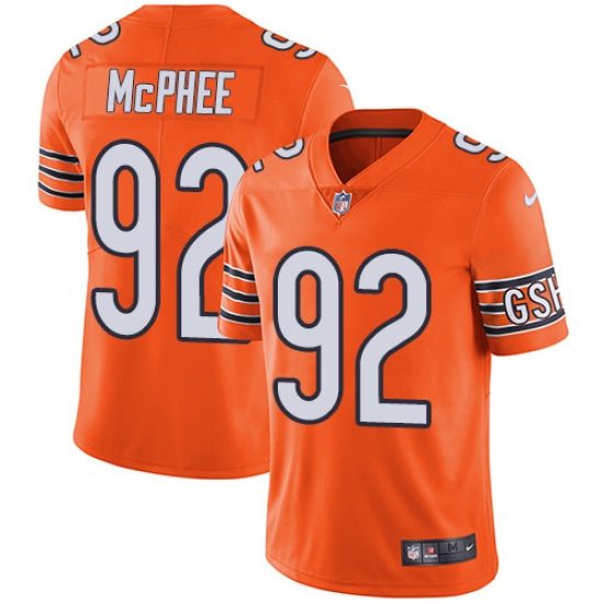 Youth Nike Chicago Bears #92 Pernell McPhee Limited Orange Rush Vapor Untouchable NFL Jersey - Ujersey