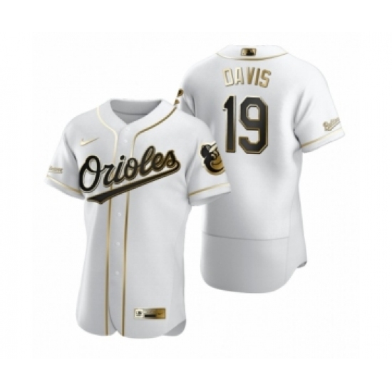 Men's Baltimore Orioles #19 Chris Davis Nike White Authentic Golden Edition Jersey - Ujersey