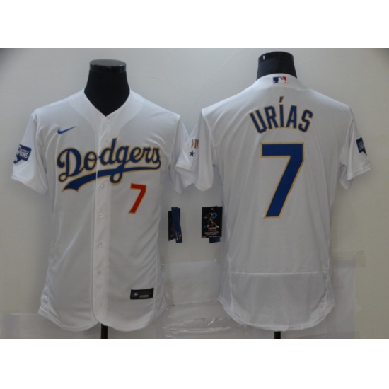 Men's Nike Los Angeles Dodgers #7 Julio Urias White World Series Champions Authentic Jersey - Ujersey