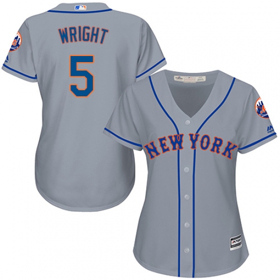 Women's Majestic New York Mets #5 David Wright Authentic Grey Road Cool Base MLB Jersey - Ujersey