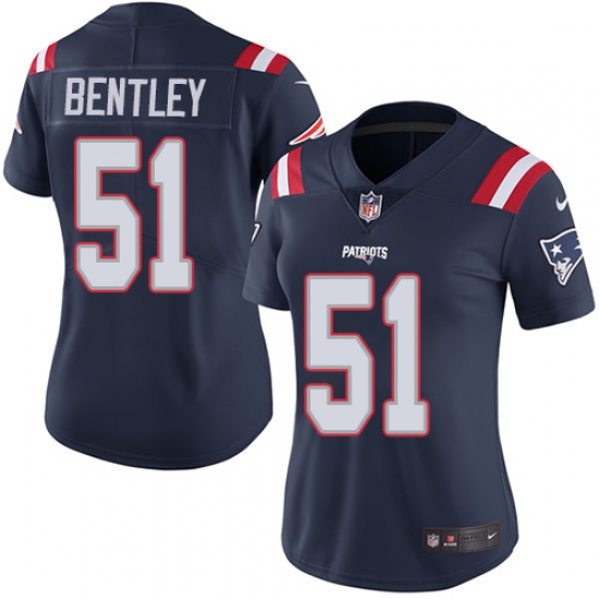 Women's Nike New England Patriots #51 Ja'Whaun Bentley Limited Navy Blue Rush Vapor Untouchable NFL Jersey - Ujersey