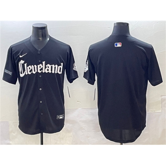 Men's Cleveland Guardians Blank Black Gothic Vapor Premier Limited Stitched Baseball Jersey - Ujersey