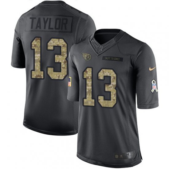 Men's Nike Tennessee Titans #13 Taywan Taylor Limited Black 2016 Salute to Service NFL Jersey - Ujersey