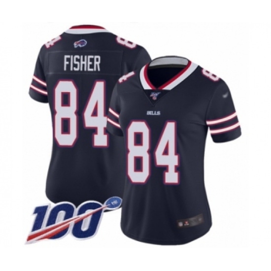 Women's Buffalo Bills #84 Jake Fisher Limited Navy Blue Inverted Legend 100th Season Football Jersey - Ujersey