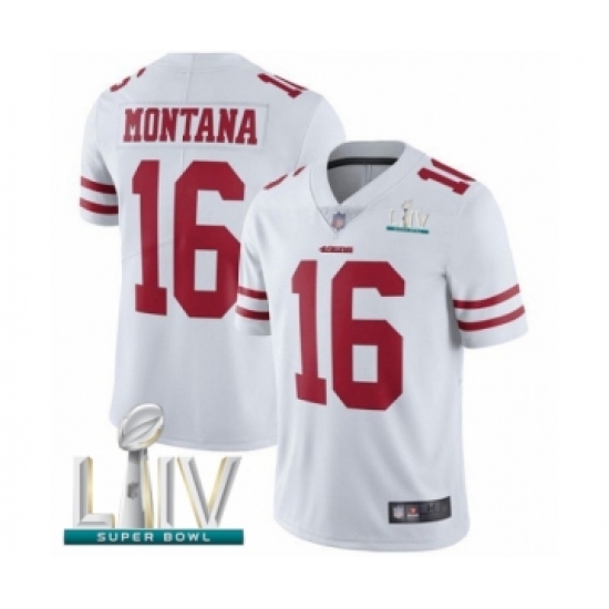 Youth San Francisco 49ers #16 Joe Montana White Vapor Untouchable Limited Player Super Bowl LIV Bound Football Jersey - Ujersey