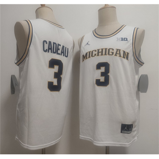 Men's Michigan Wolverines #3 Elliot Cadeau White 2026 Vapor Limited Stitched Football Jersey - Ujersey