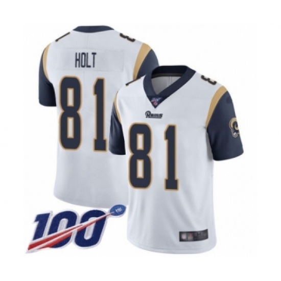 Men's Los Angeles Rams #81 Torry Holt White Vapor Untouchable Limited Player 100th Season Football Jersey - Ujersey
