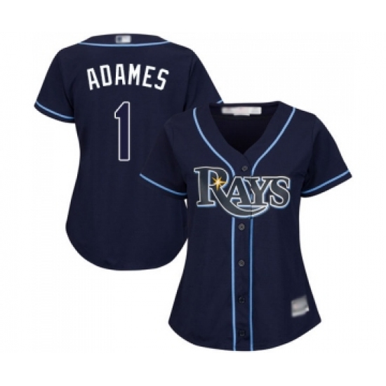 Women's Tampa Bay Rays #1 Willy Adames Replica Navy Blue Alternate Cool Base Baseball Jersey - Ujersey