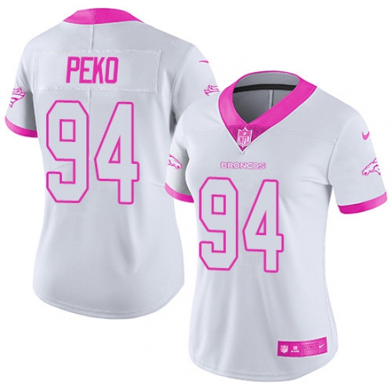 Women's Nike Denver Broncos #94 Domata Peko Limited White/Pink Rush Fashion NFL Jersey - Ujersey
