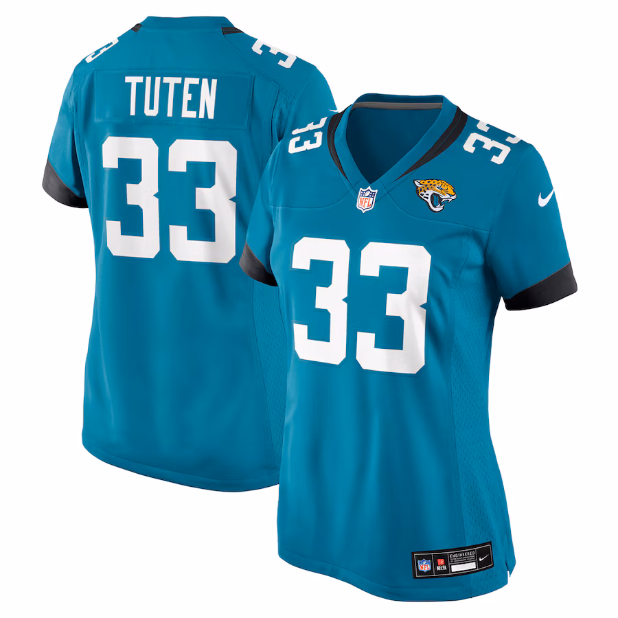 Women's Jacksonville Jaguars Bhayshul Tuten Nike Teal Team Game Jersey - Ujersey