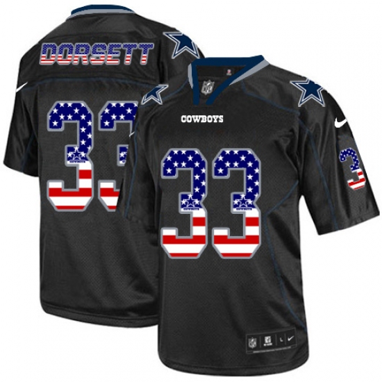 Men's Nike Dallas Cowboys #33 Tony Dorsett Elite Black USA Flag Fashion NFL Jersey - Ujersey