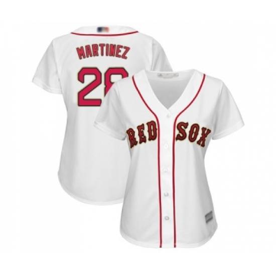 Women's Boston Red Sox #28 J. D. Martinez Authentic White 2019 Gold Program Cool Base Baseball Jersey - Ujersey