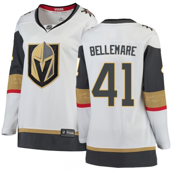 Women's Vegas Golden Knights #41 Pierre-Edouard Bellemare Authentic White Away Fanatics Branded Breakaway NHL Jersey - Ujersey