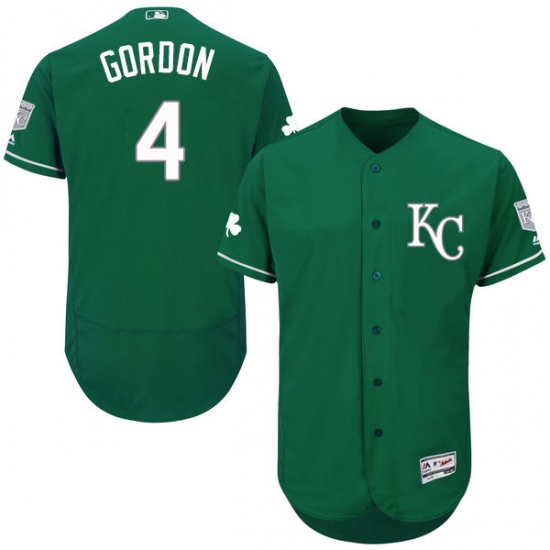 Men's Majestic Kansas City Royals #4 Alex Gordon Green Celtic Flexbase Authentic Collection MLB Jersey - Ujersey