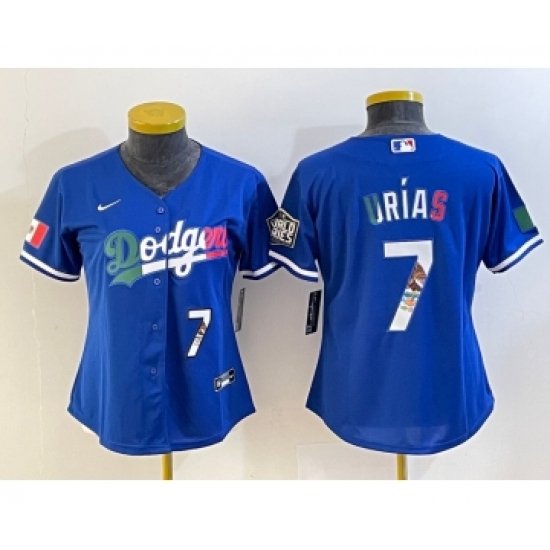 Women's Los Angeles Dodgers #7 Julio Urias Blue 2020 World Series Cool Base Nike Jersey6 - Ujersey