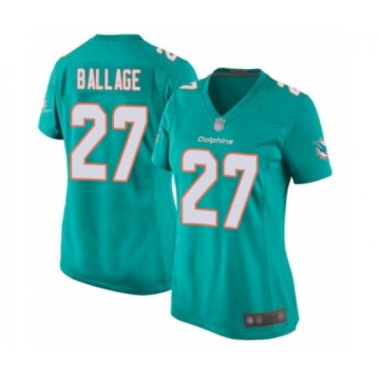 Women's Miami Dolphins #27 Kalen Ballage Game Aqua Green Team Color Football Jersey - Ujersey