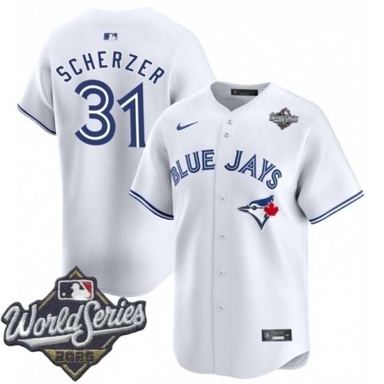 Men's Toronto Blue Jays 31 Max Scherzer White 2025 Home Limited Stitched Jersey