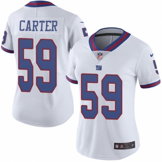 Women's Nike New York Giants #59 Lorenzo Carter Limited White Rush Vapor Untouchable NFL Jersey - Ujersey