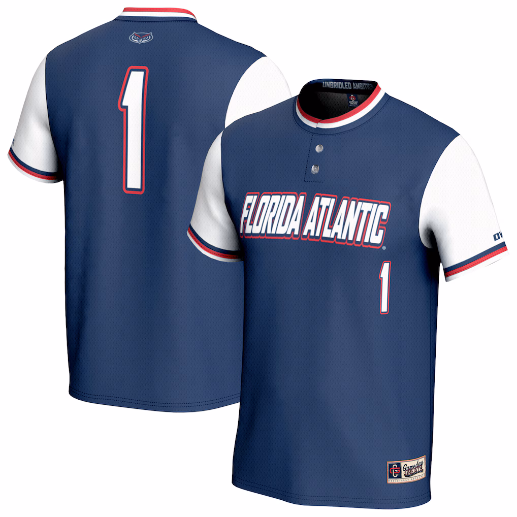 Youth GameDay Greats Navy #1 Florida Atlantic Owls Lightweight Collegiate Softball Fashion Jersey - Ujersey Shop