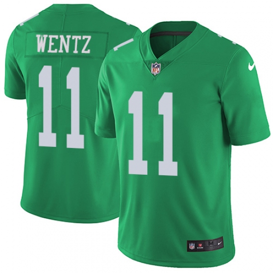 Men's Nike Philadelphia Eagles #11 Carson Wentz Limited Green Rush Vapor Untouchable NFL Jersey - Ujersey