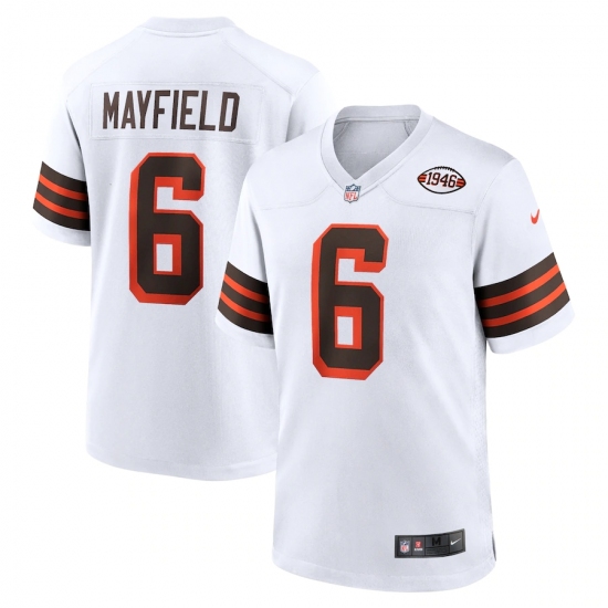 Men's Cleveland Browns #6 Baker Mayfield Nike White 1946 Collection Alternate Limited Jersey - Ujersey
