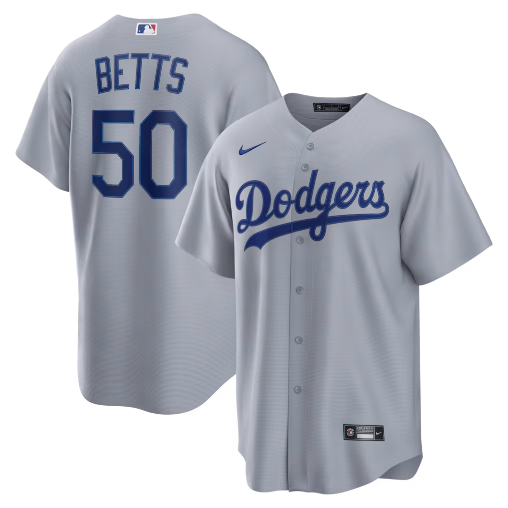 Men's Los Angeles Dodgers Mookie Betts Nike Gray Road Replica Jersey - Ujersey