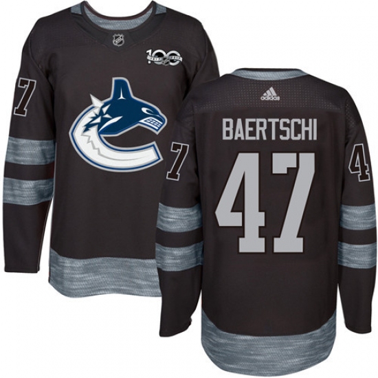 Men's Adidas Vancouver Canucks #47 Sven Baertschi Premier Black 1917-2017 100th Anniversary NHL Jersey - Ujersey