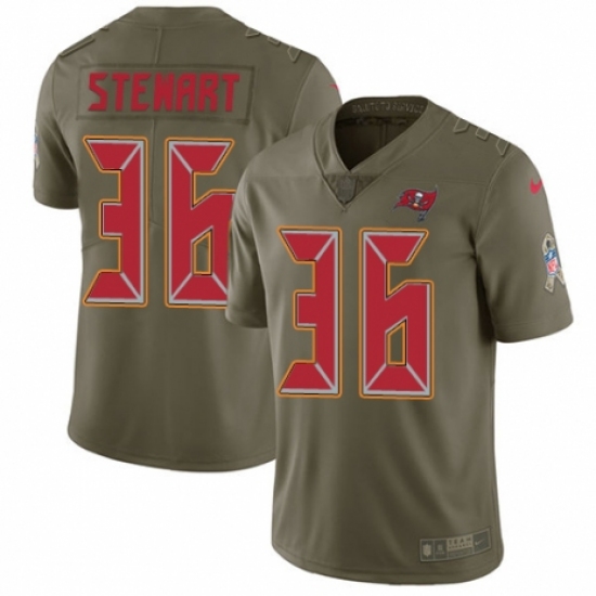 Youth Nike Tampa Bay Buccaneers #36 M.J. Stewart Limited Olive 2017 Salute to Service NFL Jersey - Ujersey