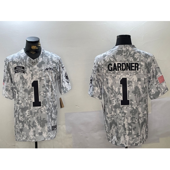 Men's New York Jets #1 Sauce Gardner Arctic Camo 2024 FUSE Salute to Service Limited Stitched Jersey - Ujersey
