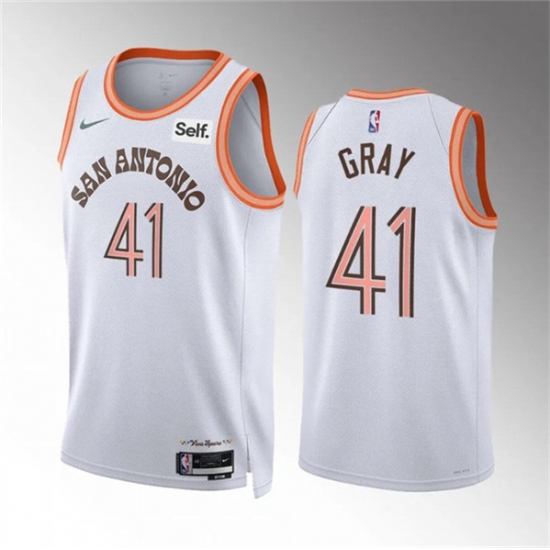 Men's San Antonio Spurs #41 Raiquan Gray White 2023-24 City Edition Stitched Basketball Jersey - Ujersey