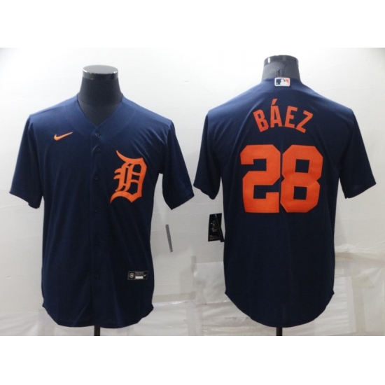Men's Detroit Tigers #28 Javier Baez Nike Navy MLB Jersey - Ujersey