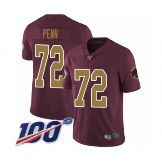 Youth Washington Redskins #72 Donald Penn Burgundy Red Gold Number Alternate 80TH Anniversary Vapor Untouchable Limited Player 100th Season Football Jersey