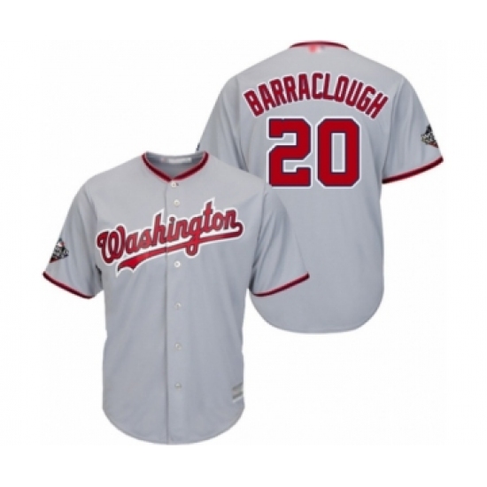 Youth Washington Nationals #20 Kyle Barraclough Authentic Grey Road Cool Base 2019 World Series Bound Baseball Jersey - Ujersey