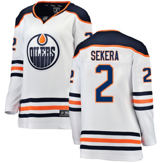 Women's Edmonton Oilers #2 Andrej Sekera Authentic White Away Fanatics Branded Breakaway NHL Jersey - Ujersey