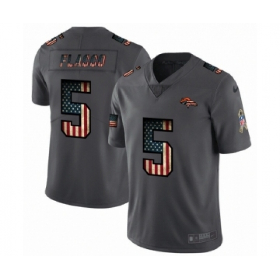 Men's Denver Broncos #5 Joe Flacco Limited Black USA Flag 2019 Salute To Service Football Jersey - Ujersey