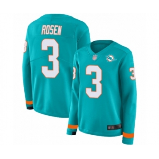 Women's Miami Dolphins #3 Josh Rosen Limited Aqua Therma Long Sleeve Football Jersey - Ujersey
