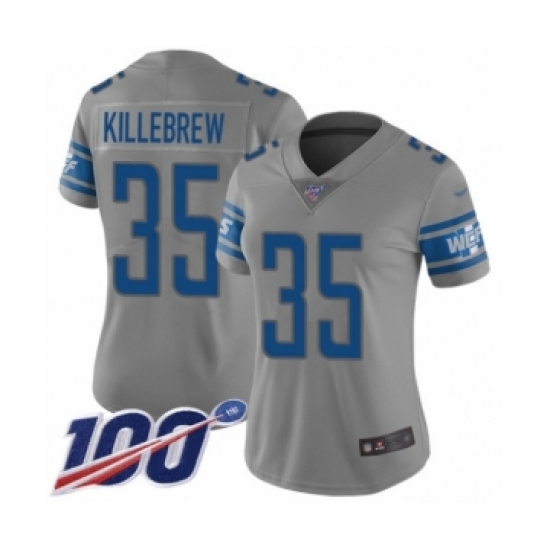 Women's Detroit Lions #35 Miles Killebrew Limited Gray Inverted Legend 100th Season Football Jersey - Ujersey