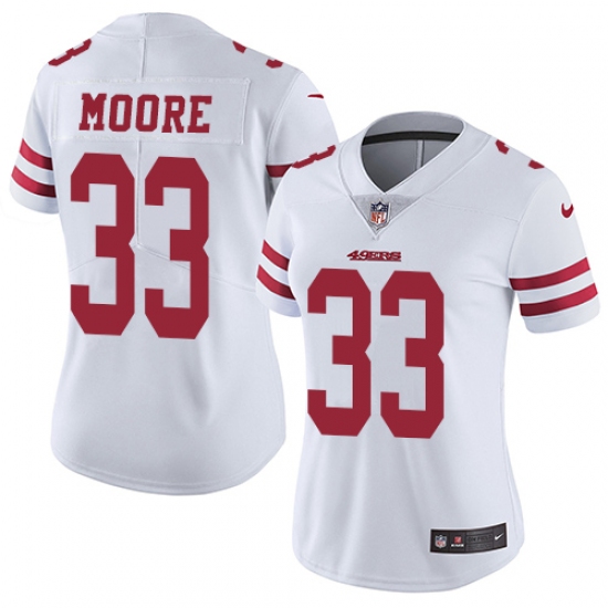 Women Nike San Francisco 49ers #33 Tarvarius Moore White Vapor Untouchable Elite Player NFL Jersey - Ujersey