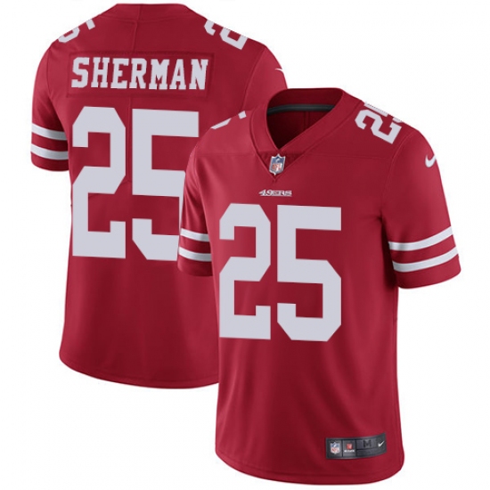 Youth Nike San Francisco 49ers #25 Richard Sherman Red Team Color Vapor Untouchable Elite Player NFL Jersey - Ujersey