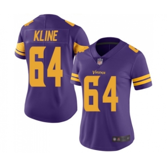 Women's Minnesota Vikings #64 Josh Kline Limited Purple Rush Vapor Untouchable Football Jersey - Ujersey