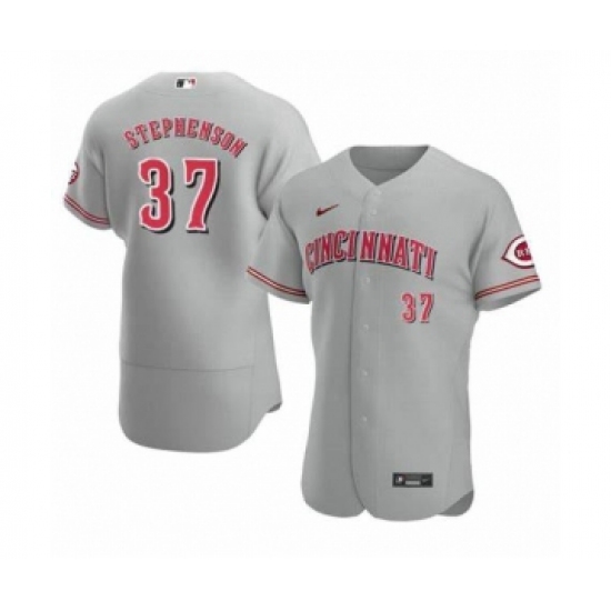 Men's Cincinnati Reds #37 Tyler Stephenson Grey Stitched MLB Flex Base Nike Jersey